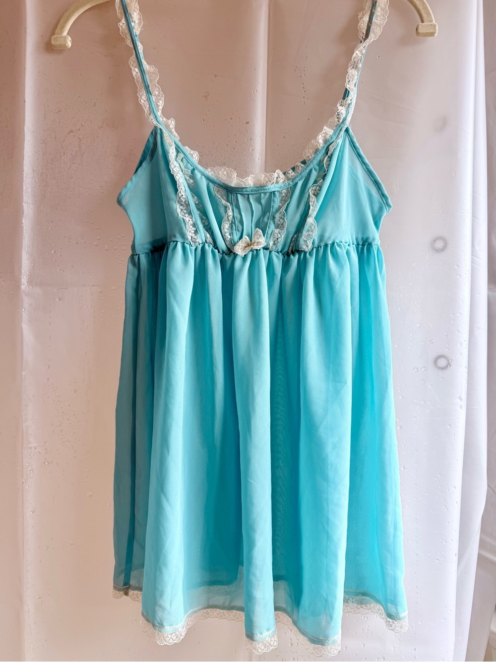 Victoria'Small Secret Lace Trim Nightie in Blue Size Small Like New